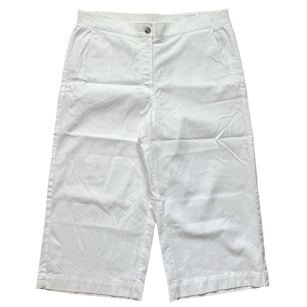NWT Chico's Size 3 White Wide Leg Casual Cropped Pants Size 16 Linen Blend